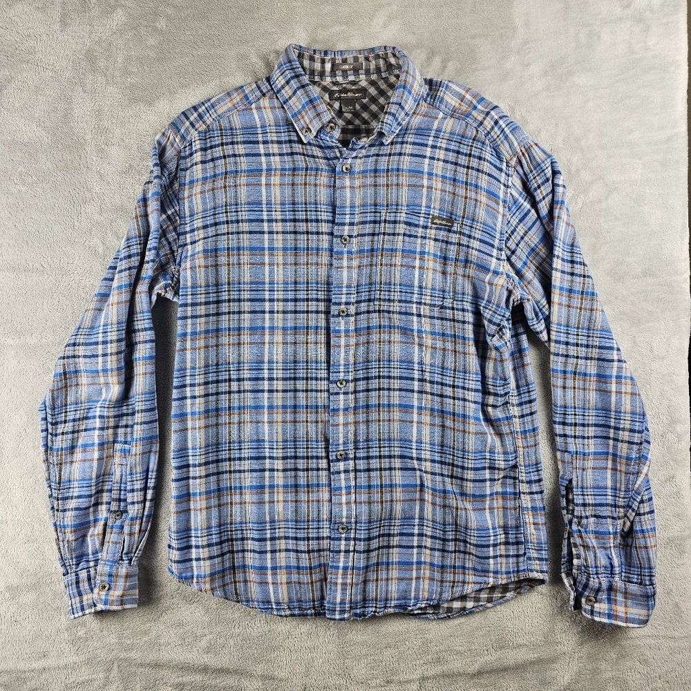 Eddie Bauer Classic Fit Long Sleeve Button Up Plaid Shirt Mens Size Medium